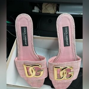 Dolce & Gabbana pink ciabatta flat tela rafia light pink size 40